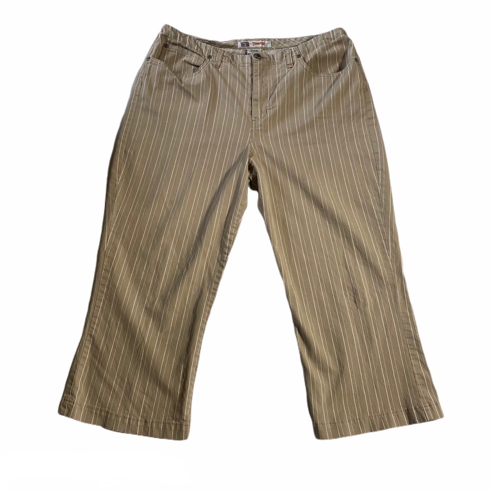 Vintage High Rise Faded Glory Pinstripe Cropped Straight Leg Stretch Pants